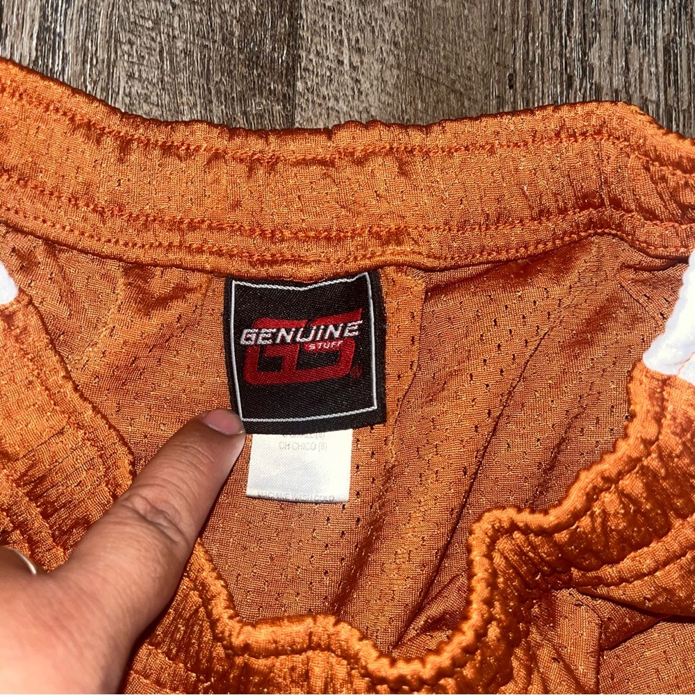 Vintage Kids Texas Longhorn Genuine Stuff Mesh Short Size Small (8) Orange White - Picture 3 of 5